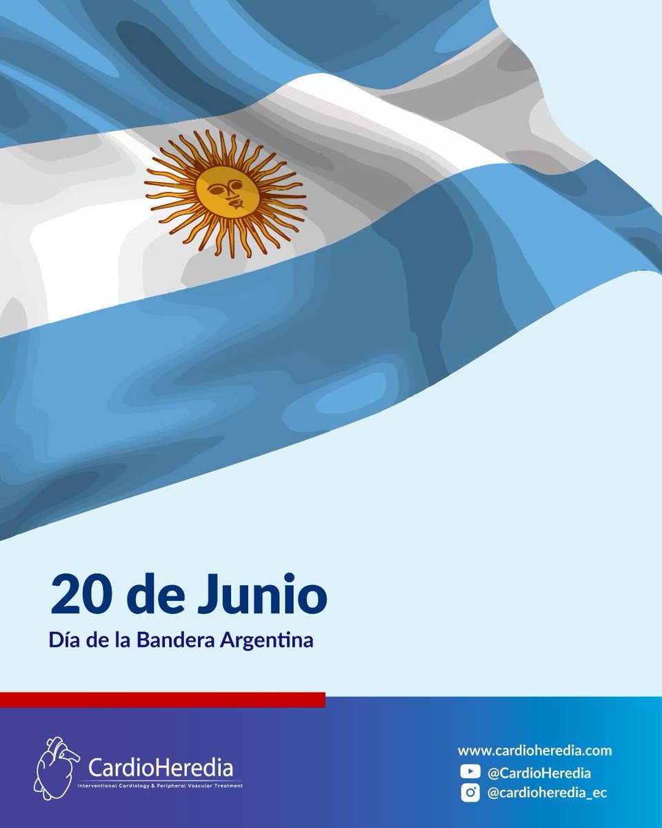 Hoy | Día de la Bandera Argentina 🇦🇷 

🇪🇨Desde CardioHeredia saludamos a nuestros colegas y amigos argentinos, que hoy rinden homenaje a uno de los símbolos patrios más importantes de su identidad.

#CardioHeredia 
#DíaDeLaBanderaArgentina🇦🇷