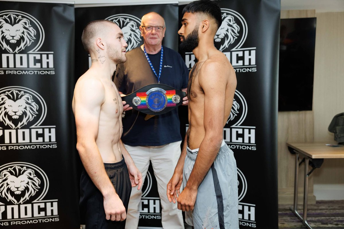 KynochBoxing's tweet image. Weigh-in Complete β
οΈ
The boxers have gone head 2οΈβ£ head after stepping on the scales. βοΈ
They meet tomorrow for the vacant Commonwealth Silver Title.π₯
#boxing #kynochboxing