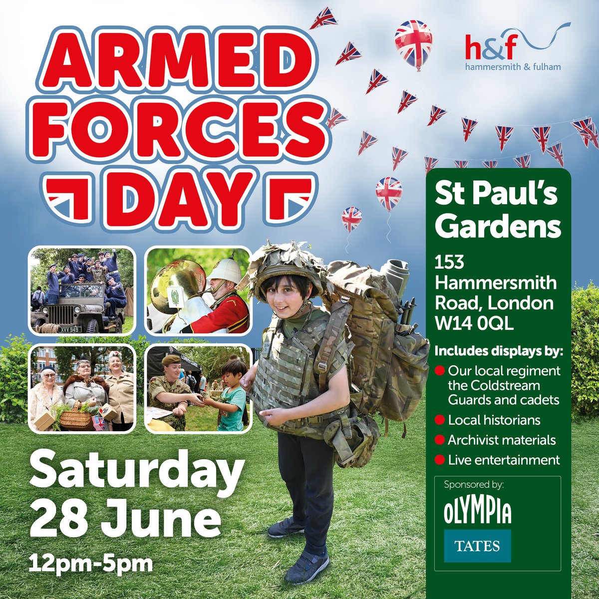 We're marking Armed Forces Day 📣
📅 Sat 28 June 
📍St Paul's Gardens, Hammersmith

Join us for army field displays, live music, face painting, food trucks, the chance to take part in an assault course and more!

Read all about it👇
lbhf.gov.uk/news/2025/06/d…