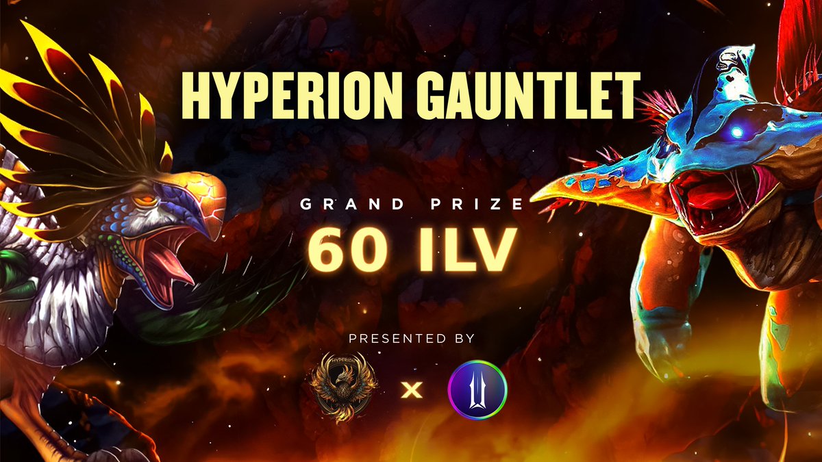 It's time for another Hyperion Gauntlet 🔥 

Saturday, June 21th, 1PM UTC    

60 ILV 💰

Lets bring it home again!

Sign up here: illuvidata.gg/tournament-hub……  

Full rules: docs.google.com/document/d/1Kv………   

Grand finals Stream: twitch.tv/hyperion_acade……