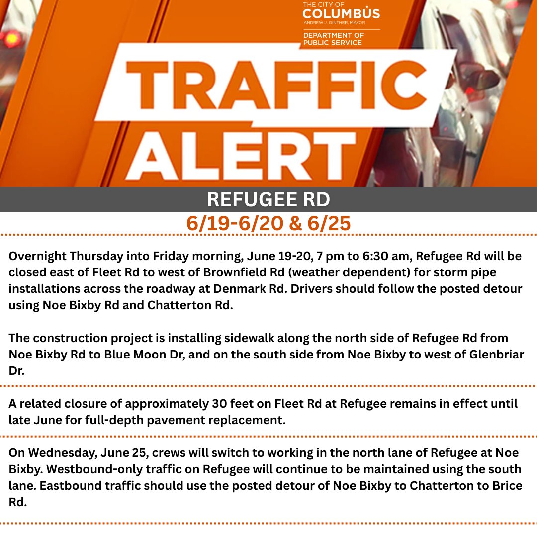 🚦 **Traffic Alert** 🚦 

Overnight closure on 6/19-6/20 and closure on 6/25