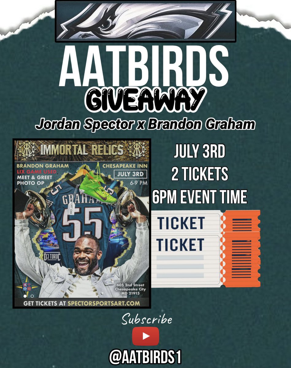 All About The Birds (@aatbirds) on Twitter photo 🚨 GIVEAWAY TIME! 🚨
We’re teaming up with <a href="/Spector_Art/">Spector Art</a> and Brandon Graham for an unforgettable event on July 3rd — and we want YOU there! 🎉🦅
🔥 WIN 2 Tickets to this amazing event!
Here’s how to enter:
SUBSCRIBE to AATBirds YouTube
youtube.com/@aatbirds1
LIKE and Repost 🚨 GIVEAWAY TIME! 🚨
We’re teaming up with <a href="/Spector_Art/">Spector Art</a> and Brandon Graham for an unforgettable event on July 3rd — and we want YOU there! 🎉🦅
🔥 WIN 2 Tickets to this amazing event!
Here’s how to enter:
SUBSCRIBE to AATBirds YouTube
youtube.com/@aatbirds1
LIKE and Repost