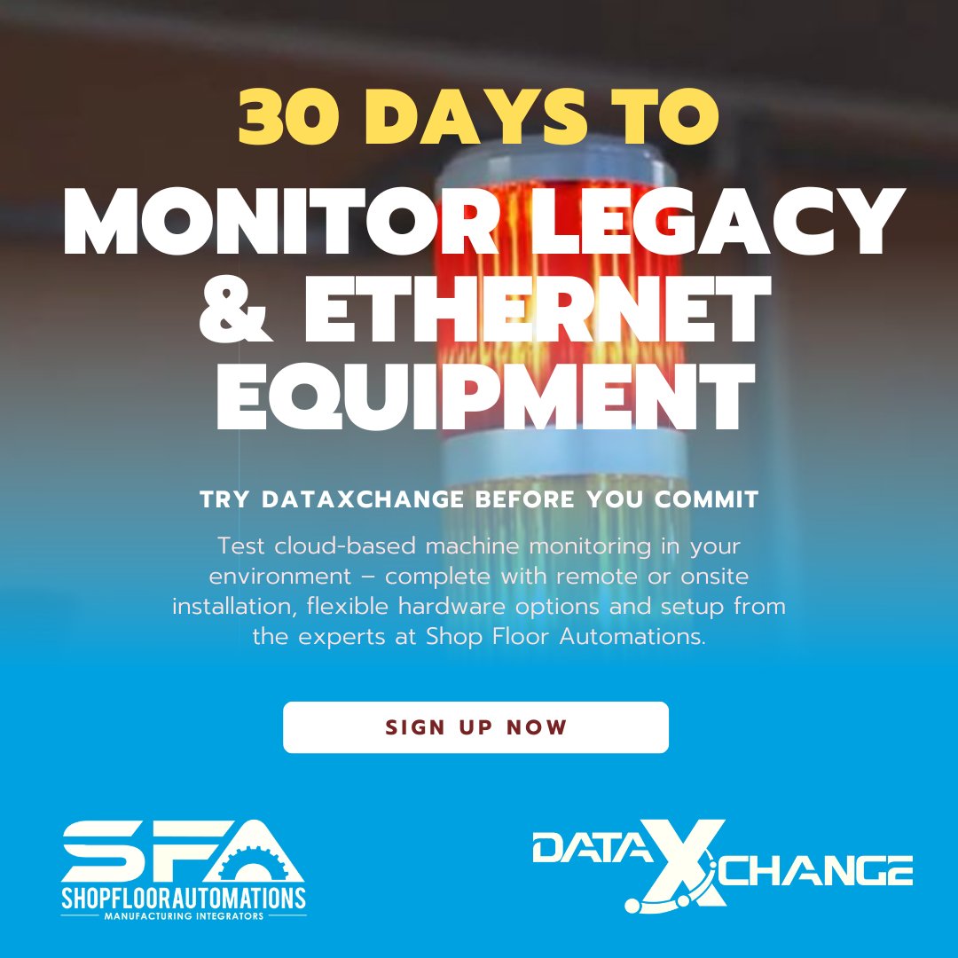 ShopFloorAutomations (@sfa_inc) on Twitter photo All the gains of #machinemonitoring w/out the major commit. Test ๐ real-time #OEE, #uptime & cycle insights on your legacy + #ethernet-based machines with all hardware & remote or onsite install & setup. Sign up -> zurl.co/uWbG0 #IIoT <a href="/ScytecInc/">Scytec DataXchange</a> #ShopFloorAutomations All the gains of #machinemonitoring w/out the major commit. Test ๐ real-time #OEE, #uptime & cycle insights on your legacy + #ethernet-based machines with all hardware & remote or onsite install & setup. Sign up -> zurl.co/uWbG0 #IIoT <a href="/ScytecInc/">Scytec DataXchange</a> #ShopFloorAutomations