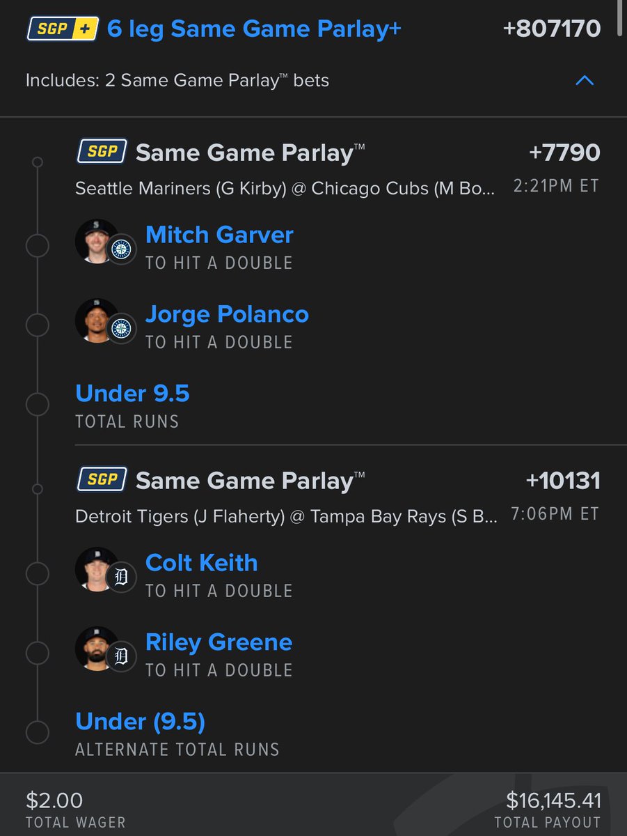 Fanduel MLB Doubles Pairs ⚾️✌️

…and a donation to science! 🧪

Played each SGP individually as well