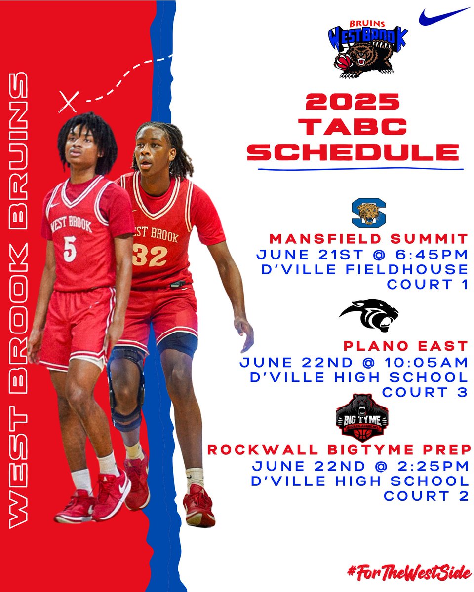 Check out our schedule and roster as we head to Duncanville! We’re wishing everyone safe travels to the TABC Showcase! Should be a great weekend of basketball

The fun starts tomorrow for us, &amp; we can’t wait to get after it! Let’s go, Bruins!

#BruinProud x #ForTheWestSide ❤️🐻💙