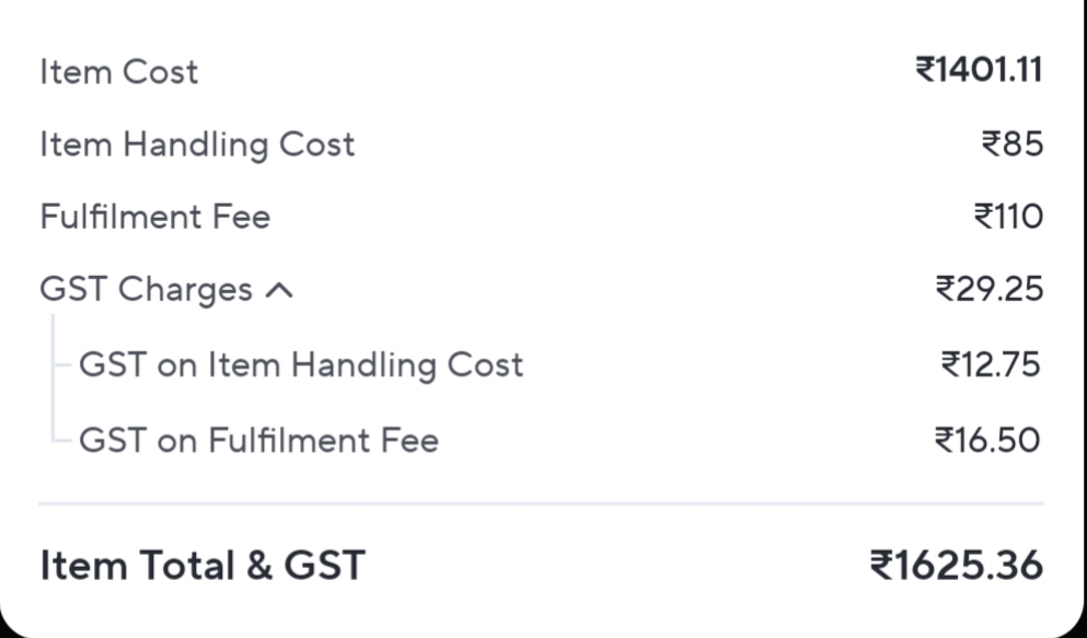 Adds 3 items to the cart.

Delivery fees 0 INR
Surge fees 0 INR
Opens *Item Total &amp; GST*

Guess the company?