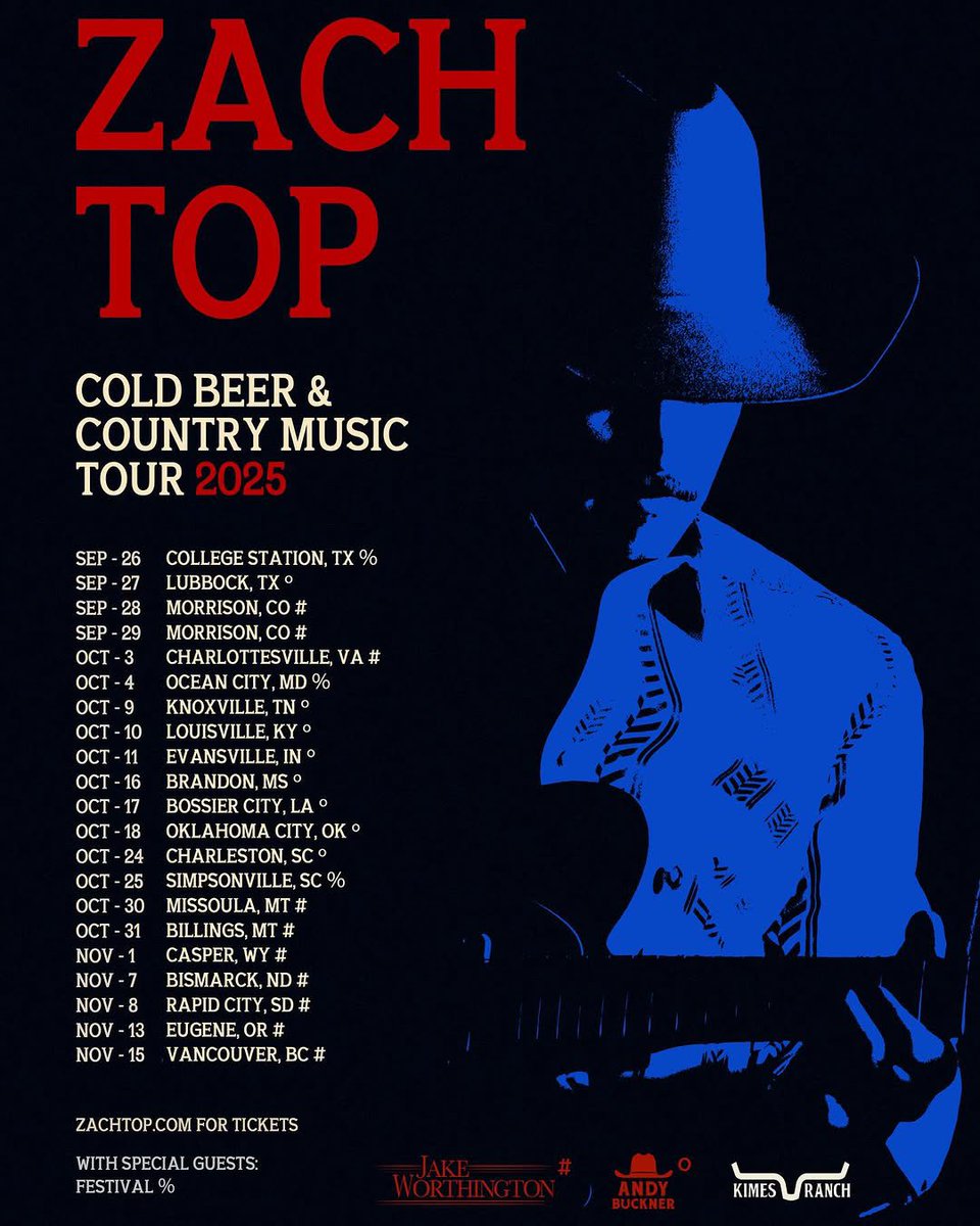 Excited to see y'all for some more Cold Beer and Country Music this fall!! I'm bringing my friends Jake Worthington and Andy Buckner along with me. Get ready for a large time!
Link in bio for pre-sale registration
On sale Friday, June 27