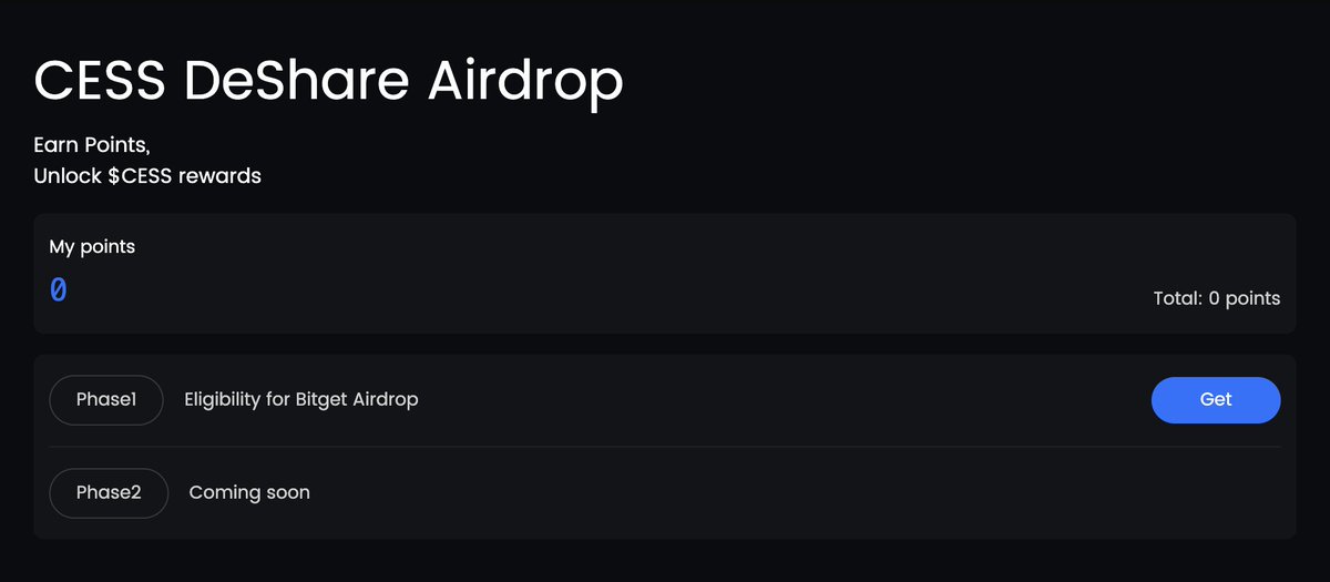 Kriptolia (@kriptoliatr) on Twitter photo CESS Airdrop Checker ve Claim Geldi! 🪂
Bedavadan bir airdrop daha alıyoruz! Tesnet işlemlerini yaptığımız <a href="/CESS_Storage/">CESS Network</a> projesinde airdrop alıp almadığınızı kontrol edin!
Checker link: cess.network/deshareairdrop/
Get butonuna basarak işlemleri yaptığınız hesabınızla giriş yapın, CESS Airdrop Checker ve Claim Geldi! 🪂
Bedavadan bir airdrop daha alıyoruz! Tesnet işlemlerini yaptığımız <a href="/CESS_Storage/">CESS Network</a> projesinde airdrop alıp almadığınızı kontrol edin!
Checker link: cess.network/deshareairdrop/
Get butonuna basarak işlemleri yaptığınız hesabınızla giriş yapın,