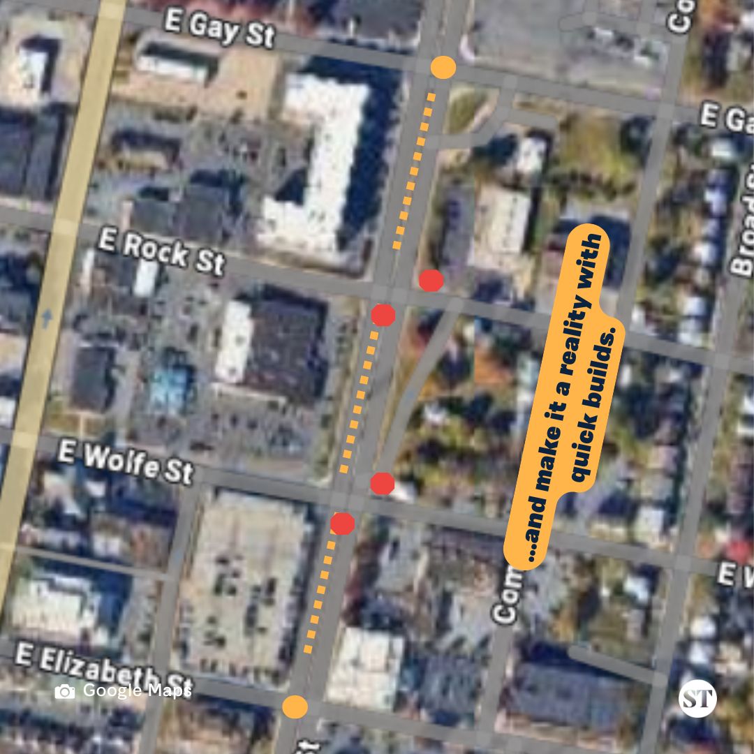 Paint, planters, and plastic bollards are tools of engagement, now, not just traffic control. Read more in “How Harrisonburg Is Reclaiming Its Streets From the Bottom Up” on our site! buff.ly/vHWJMkQ