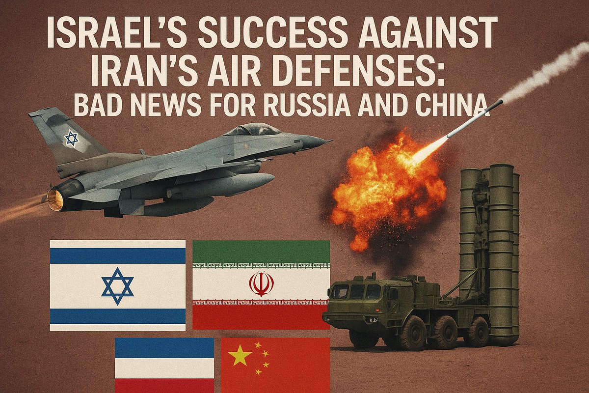 🇮🇱🇮🇷🇷🇺🇨🇳#URGENTE: El éxito de #Israel en demoler las defensas aéreas de Irán sin perder aviones es una mala noticia para Rusia y China: Sus defensas son similares y presentan los mismos puntos débiles.

#Hamas #Gaza