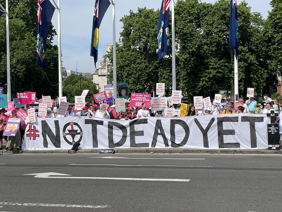 #NotDeadYet

 It is devastating to see a majority of 23 votes mean that the Assisted Dying Bill has passed in the House of Commons.   It’s clear to us as disabled people the only assistance we will get going forwards is assistance to die