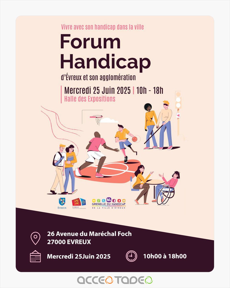 [Forum Handicap - Evreux]
Acceo-Tadeo seront présents au Forum Handicap organisé par la <a href="/VilleEvreux/">Ville d'Evreux</a>.

Avec Acceo, la Ville d’Évreux et la Communauté d’Agglomération Évreux Portes de Normandie <a href="/epn_27/">Évreux Portes de Normandie</a> sont aujourd’hui accessibles aux usagers sourds ou malentendants. 

Ce forum