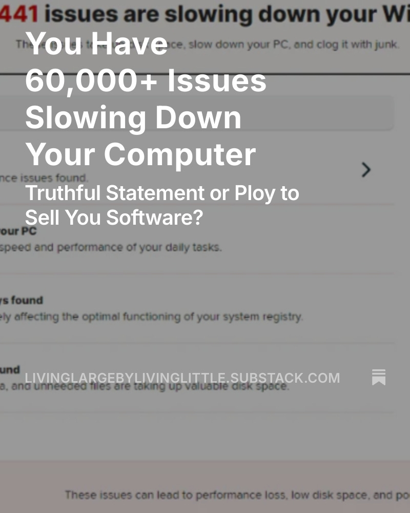 Norton says I have 60,441 issues slowing down my PC.
💻 Most of them? Junk files, scare tactics &amp; upsells.
🤖 ChatGPT helped me clean it up with a custom script. open.substack.com/pub/livinglarg… 
#CyberSecurity #Norton360 #PCMaintenance #ChatGPT #AITools #DigitalHygiene #substack