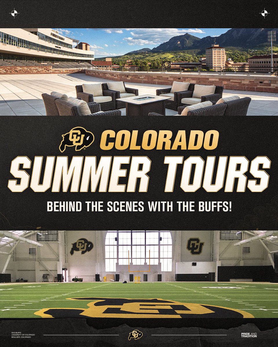 Go behind the scenes with the Buffs 🦬

Tours include a BTS look at the Indoor Practice Facility, Weight Room, Team meeting rooms, and more. Each tour also includes a photo op with both Heisman Trophies 🏆📸

Book here » buffs.me/461RARh