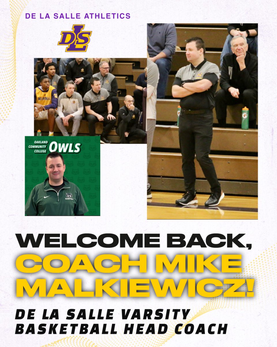 DLSPilots's tweet image. De La Salle Athletics is proud to welcome back Mike Malkiewicz as the new Varsity Head Coach of the DLS Basketball program! Coach Malkiewicz returns to the Pilots after spending the past year as an assistant coach at Oakland Community College.
#PilotPride