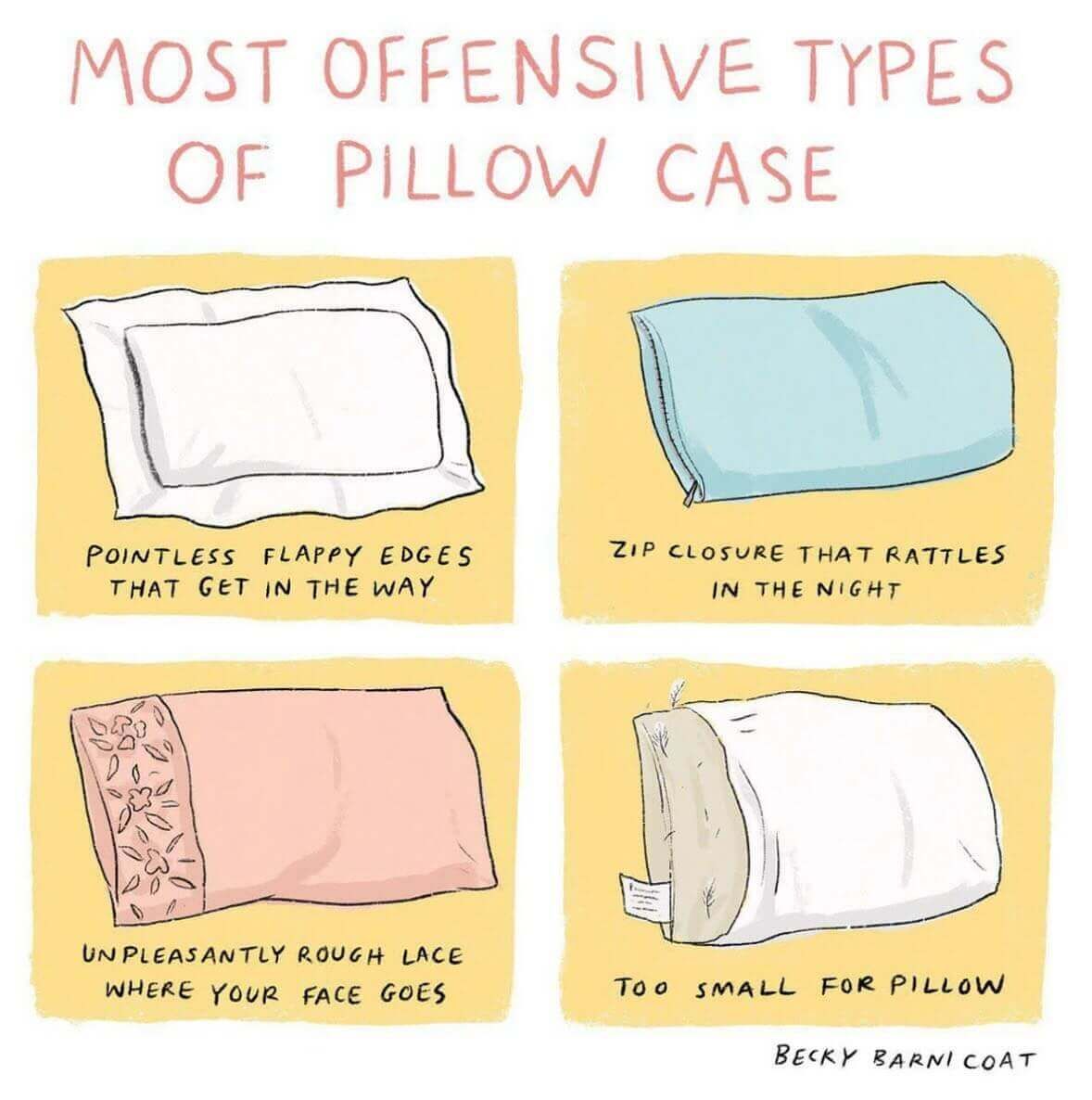 infobeautiful's tweet image. Most offensive types of pillow cases

(by @beckybarnicoat)