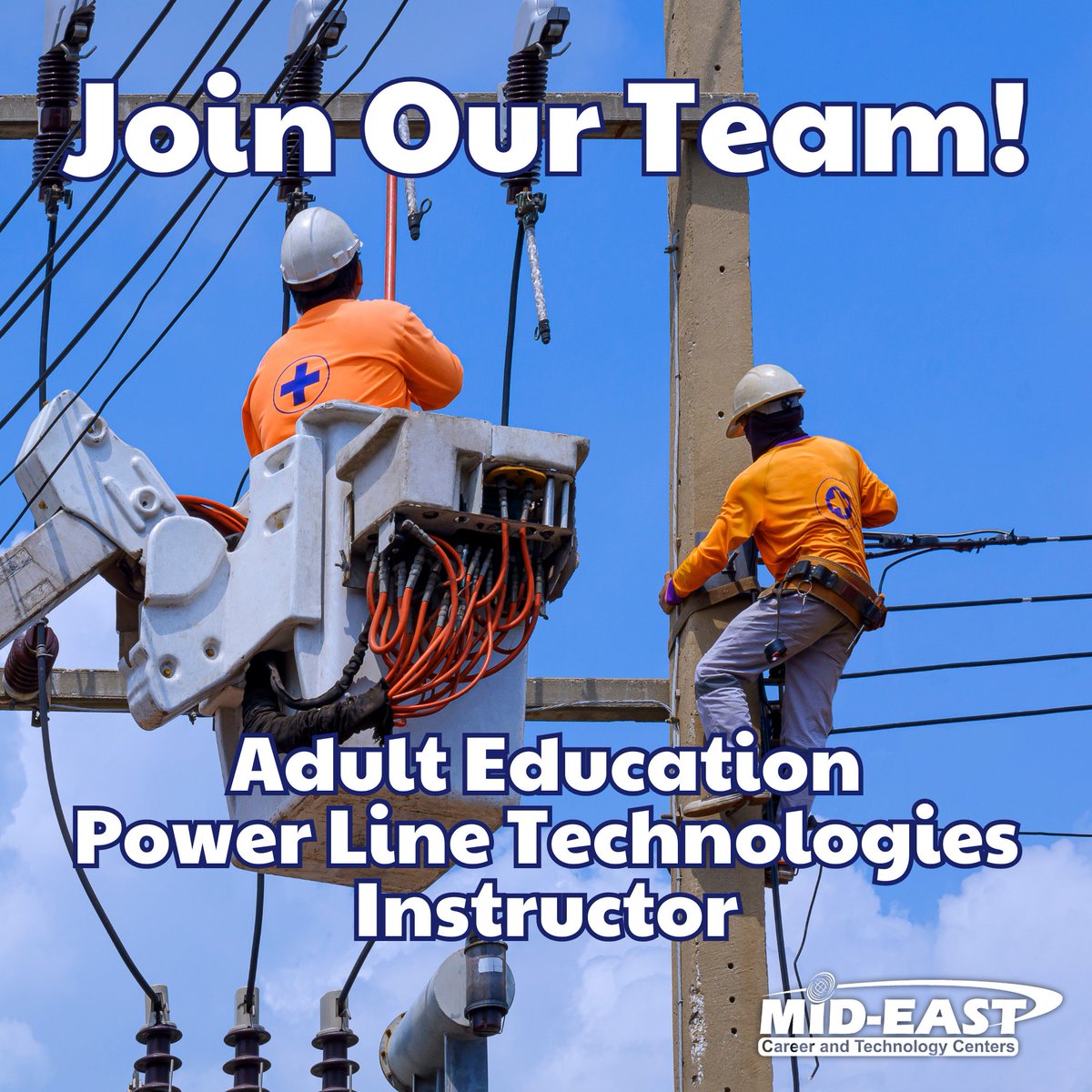 ⭐️Join our team! For full details on the position below, visit mideastctc.org/employment.⭐️

Current opening:
- Power Line Technologies Instructor
- Adult Education, Zanesville Campus
- Deadline to apply - June 30, 2025

#JoinMidEastCTC #HiringNow
