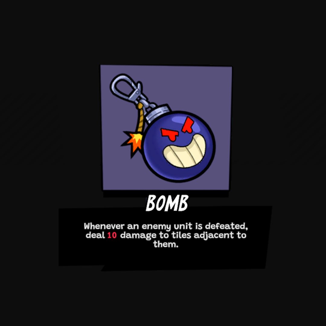 PlayMontabi's tweet image. When you use the Bomb💣 charm in Montabi, a defeated enemy blows up adjacent tiles.
(Didn&apos;t expect THAT chain reaction though)
#indiegame #roguelike #deckbuilder