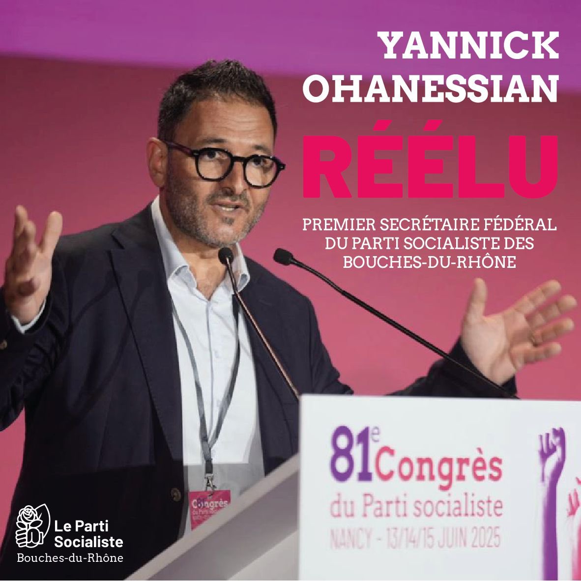🔴 Félicitations à Yannick Ohanessian, réélu premier secrétaire fédéral du PS des Bouches-du-Rhône. 

➡️ Dès demain, les socialistes du département seront au travail et tournés vers les échéances à venir