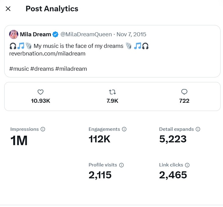 ✨🏆 1 #Million #Views  🏆✨
🎧of my Music here on X ! 🎧
Thanks to X and to all of you,
and this is the link to Mila Dream's Music:
x.com/MilaDreamQueen…
It took 10 years (2015 - 2025).
So Glad ! ❤️
#MilaDream
#МилаДрим
👑#MilaDreamQueen 👑