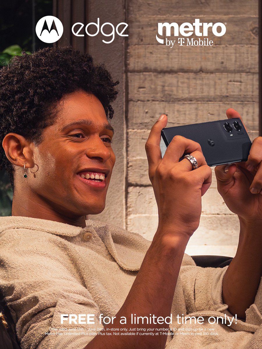 motorolaus (@motorolaus) on Twitter photo For a limited time, get motorola razr - 2025 for just $49.99 or motorola edge - 2024 for FREE on a new Metro Flex Unlimited Plus plan at <a href="/MetroByTMobile/">Metro by T-Mobile</a> 💜🩷 (in-store only)
Find A Store: bit.ly/4ldEwgg For a limited time, get motorola razr - 2025 for just $49.99 or motorola edge - 2024 for FREE on a new Metro Flex Unlimited Plus plan at <a href="/MetroByTMobile/">Metro by T-Mobile</a> 💜🩷 (in-store only)
Find A Store: bit.ly/4ldEwgg