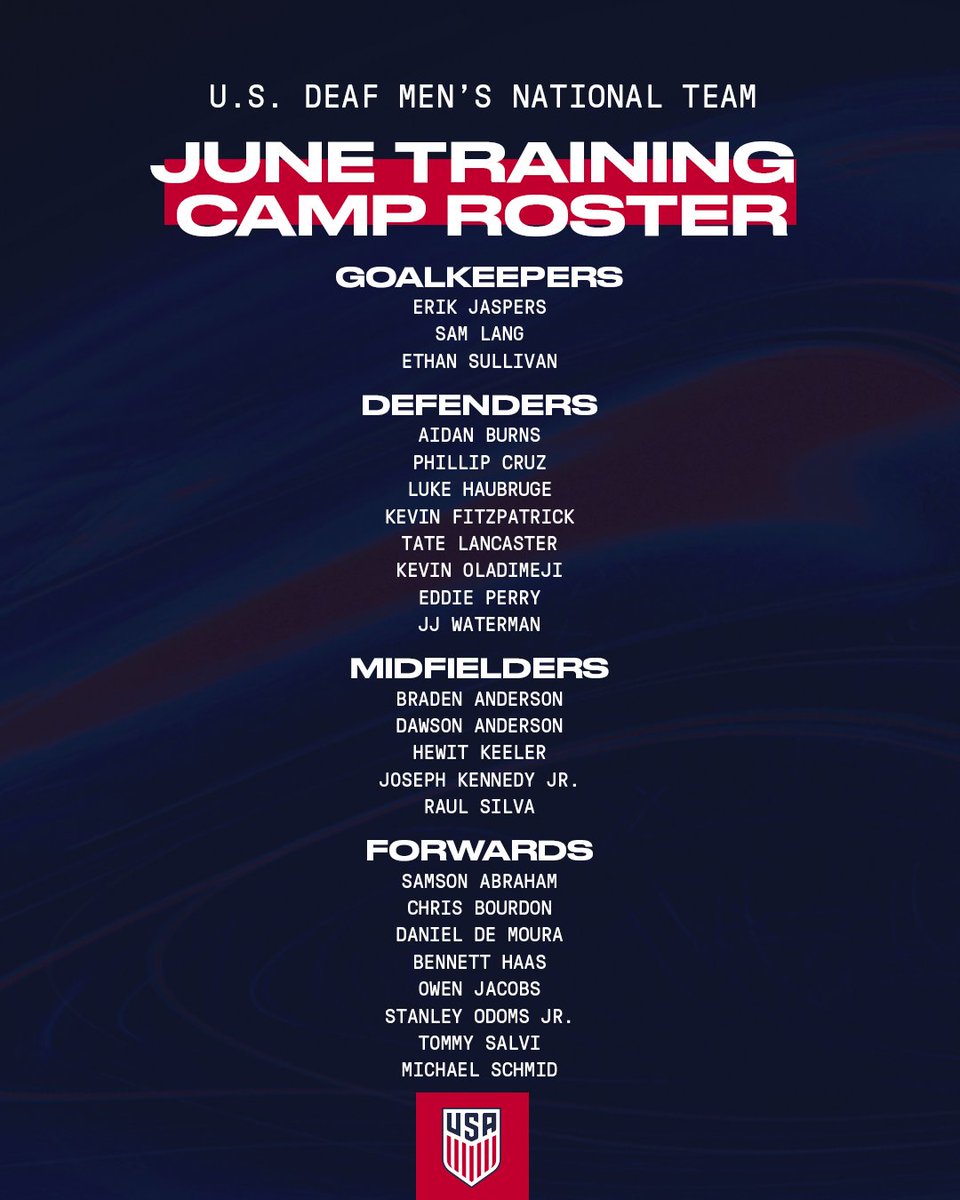 ussoccer_ENT's tweet image. 24 players have been called into the #USdeafMNT training camp taking place in Washington D.C.