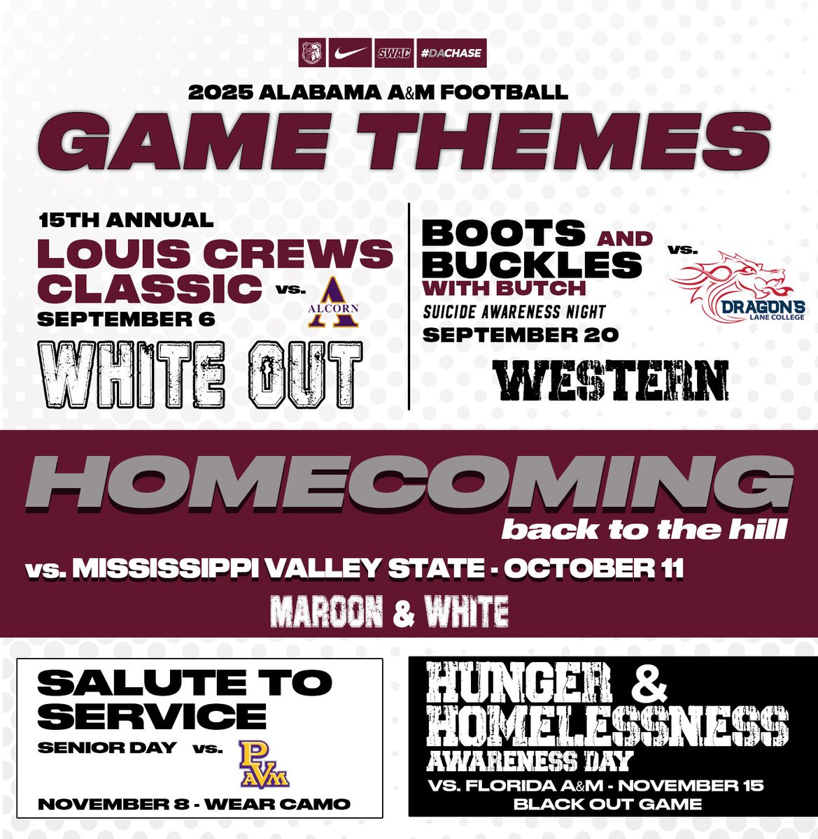 Alabama A&M Athletics (@_aamuathletics) on Twitter photo ๐๐๐๐ฅ๐ง... ๐จ
๐ง๐ต๐ฒ ๐ฎ๐ฌ๐ฎ๐ฑ <a href="/AamufbR/">Alabama A&M Football</a> ๐๐ฎ๐บ๐ฒ ๐ง๐ต๐ฒ๐บ๐ฒ๐ ๐ต๐ฎ๐๐ฒ ๐ฏ๐ฒ๐ฒ๐ป ๐ฎ๐ป๐ป๐ผ๐๐ป๐ฐ๐ฒ๐ฑ...
#BeADawg25 | #DaChase ๐๐๐๐ฅ๐ง... ๐จ
๐ง๐ต๐ฒ ๐ฎ๐ฌ๐ฎ๐ฑ <a href="/AamufbR/">Alabama A&M Football</a> ๐๐ฎ๐บ๐ฒ ๐ง๐ต๐ฒ๐บ๐ฒ๐ ๐ต๐ฎ๐๐ฒ ๐ฏ๐ฒ๐ฒ๐ป ๐ฎ๐ป๐ป๐ผ๐๐ป๐ฐ๐ฒ๐ฑ...
#BeADawg25 | #DaChase