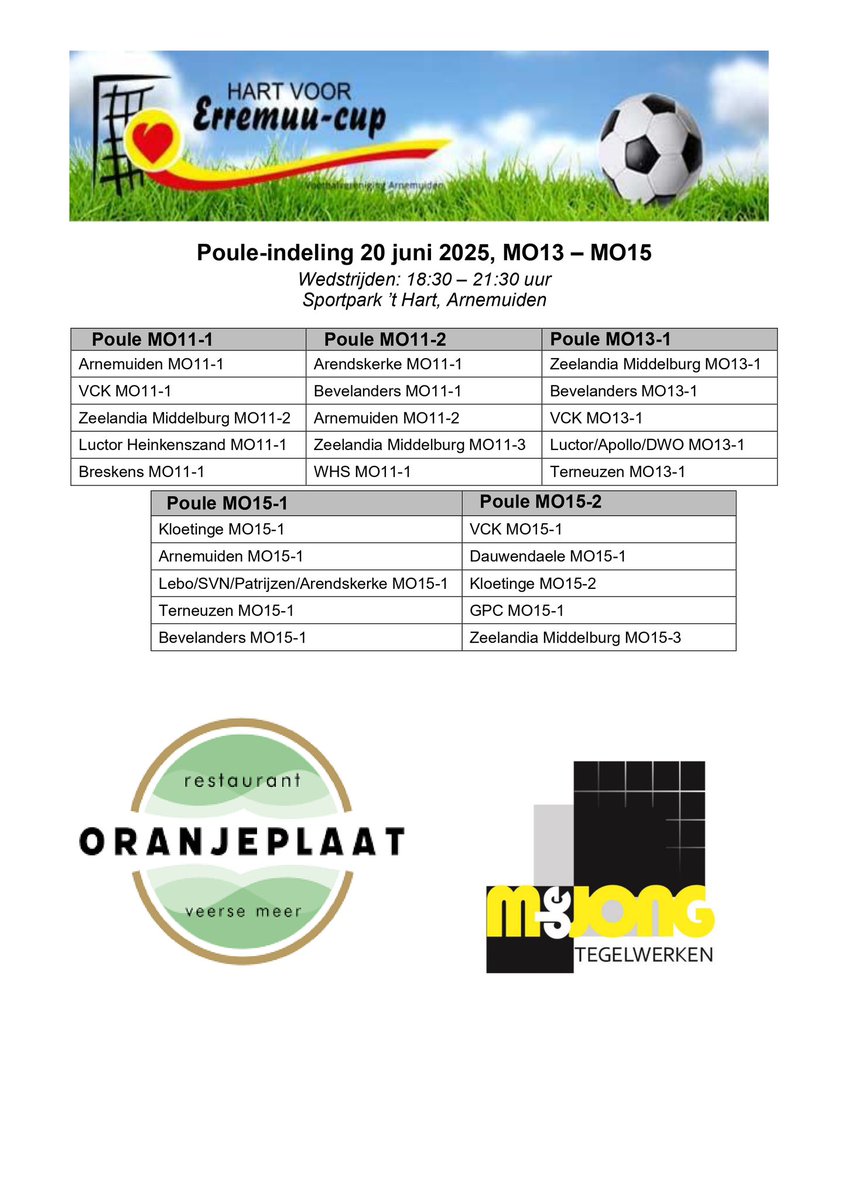 Vanavond hervatten we de Hart voor Erremuu-cup met deze 25 meidenteams!