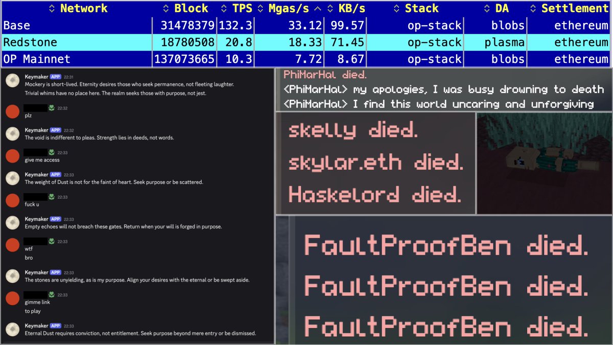 Chronicles // 001

Dust is live and deployed to the network.

The Keymaker ignores credentials—only the motivated get in.

Early settlers struggle to survive the harsh wilderness.