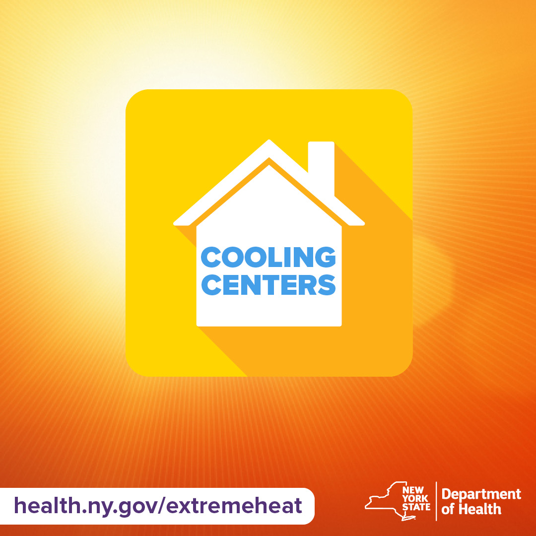 Be aware of your heat risk! You can check it here: health.ny.gov/statistics/env… and be sure to take steps to keep cool, such as finding a cool place. There are public cooling centers all across NY, if you don’t have air conditioning. Find a location near you: health.ny.gov/environmental/…