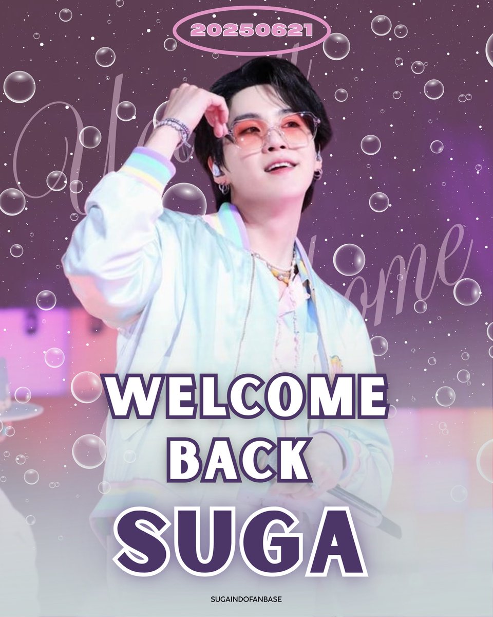 Hari ini, SUGA resmi menyelesaikan masa wajib militernya. Dua tahun mungkin terasa lama, tapi kami tetap di sini menunggu dengan cinta yang sama, bahkan lebih besar.

We missed you, and we’re so proud of you. Welcome back, SUGA!

WELCOME BACK YOONGI
KING AGUST D IS BACK
LIFE IS