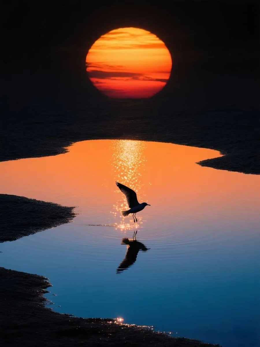 Sunset meets seabird, painting nature's perfect postcard.🎑
#Goodnight