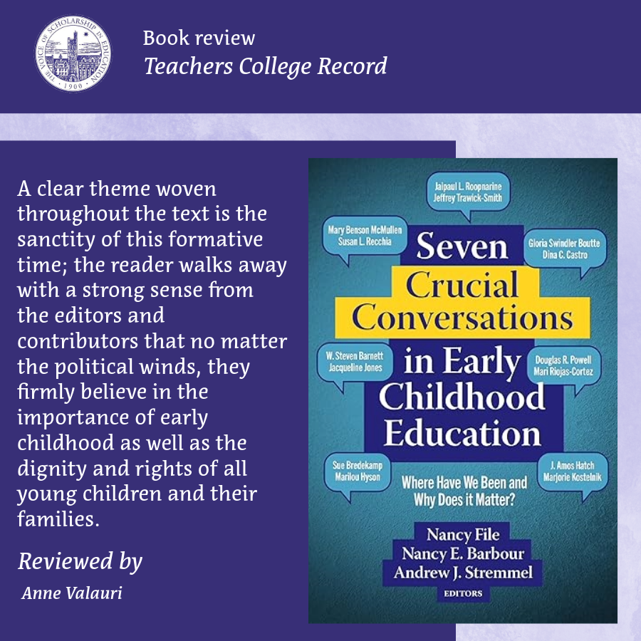 TC Record (@tcrecord) on Twitter photo In their edited volume Drs. File, Barbour, and Stremmel "cover important developments of the last 50–75 years of early childhood education in a global and more specifically U.S.-based context." Read Dr. Valauri's review here: ow.ly/eSiG50Wb3eV <a href="/TCPress/">Teachers College Press</a> In their edited volume Drs. File, Barbour, and Stremmel "cover important developments of the last 50–75 years of early childhood education in a global and more specifically U.S.-based context." Read Dr. Valauri's review here: ow.ly/eSiG50Wb3eV <a href="/TCPress/">Teachers College Press</a>