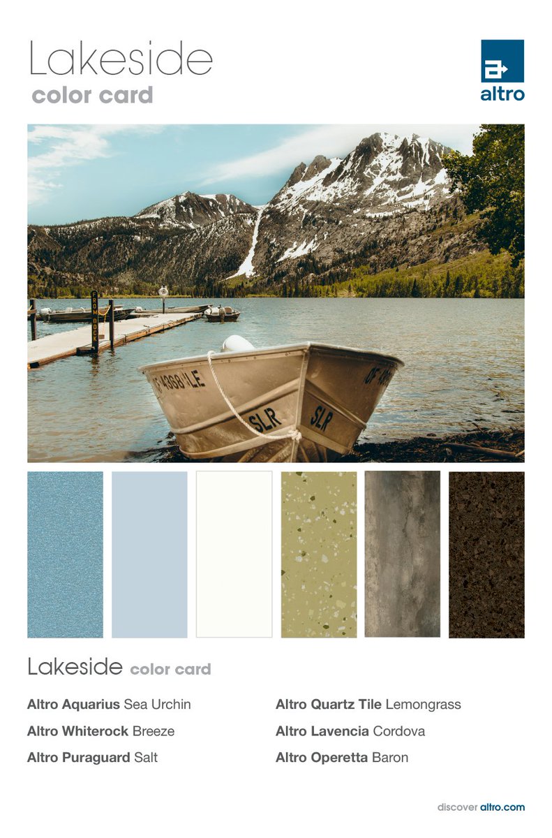 We're 𝙨𝙝𝙤𝙧𝙚 you will love our newest #AltroColorcard 

𝐅𝐞𝐚𝐭𝐮𝐫𝐞𝐝 𝐩𝐫𝐨𝐝𝐮𝐜𝐭𝐬 + 𝐜𝐨𝐥𝐨𝐫𝐬:
Altro Aquarius - Sea Urchin
Altro Whiterock - Breeze
Altro Puraguard - Salt
Altro Quartz Tile - Lemongrass
Altro Lavencia - Cordova
Altro Operetta - Baron