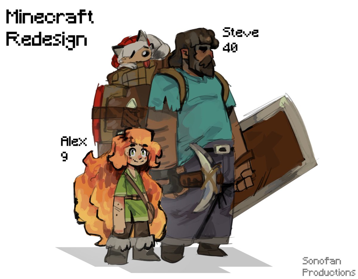Mais um redesign de minecraft

pensei neles tendo uma dinâmica de pai e filha bonitinhos