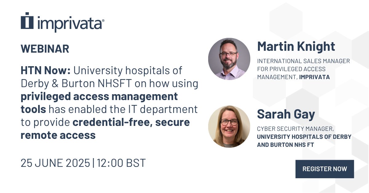 Join our own Martin Knight and University Hospitals of Derby and Burton NHS Foundation Trust's Sarah Gay for a #webinar to learn how they reduced vendor risk with credential-free access—tightening #security and easing the IT burden: ow.ly/BlVm50WcSfa