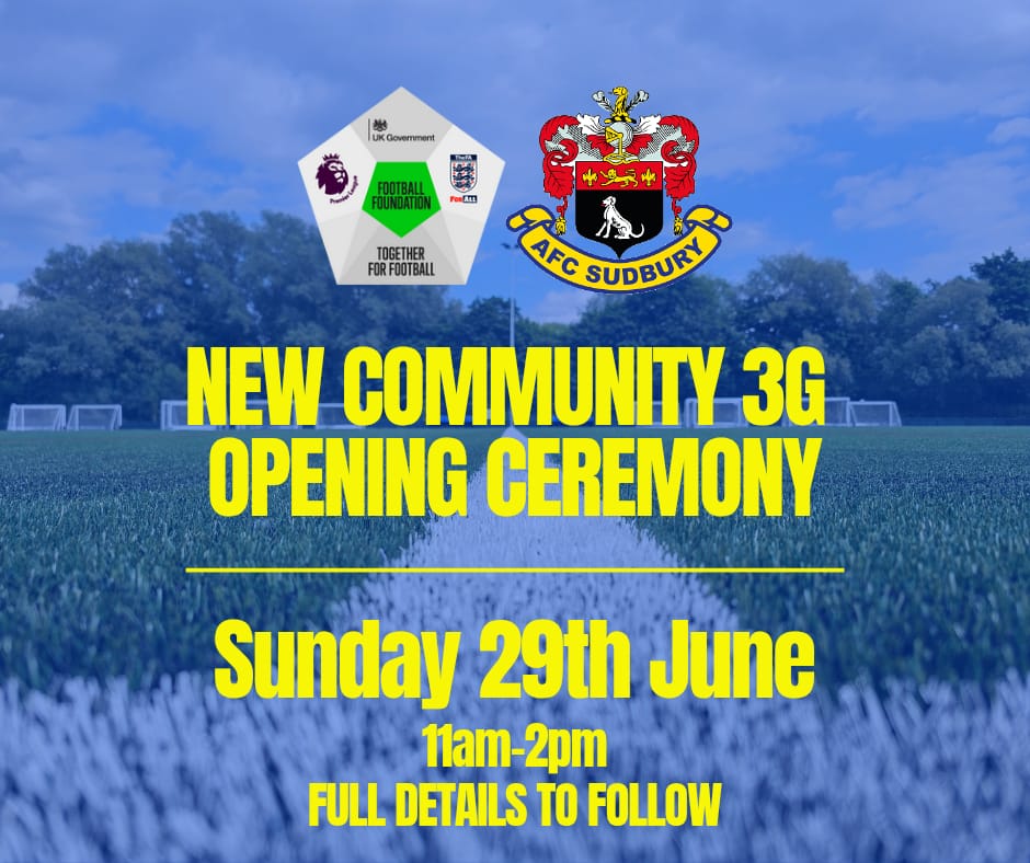 Next Sunday 29th June!!! 
🎀Ribbon to be cut by Men's Captain Jake Turner and Women's Suffolk Cup Winning captain Phoebe Guiver!
❓️ Question and Answer Session with Men's First Team manager Danny Laws. 
🍨 Ice Cream Van
🎵 LIVE Musician 
🍸 Bar/Kitchen Open!
Plenty more! 

Come