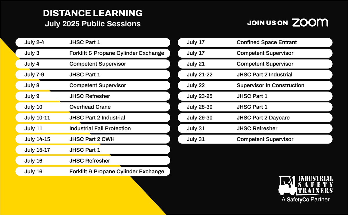 Take control of your time and build a safer workplace with online safety training this June! 💻 

Join live, instructor-led sessions from wherever you are—home, office, or on the go

📅 Sign up now at istcanada.ca 
 📞 Call 1-800-219-8660 
 📧 Email hello@istcanada.ca