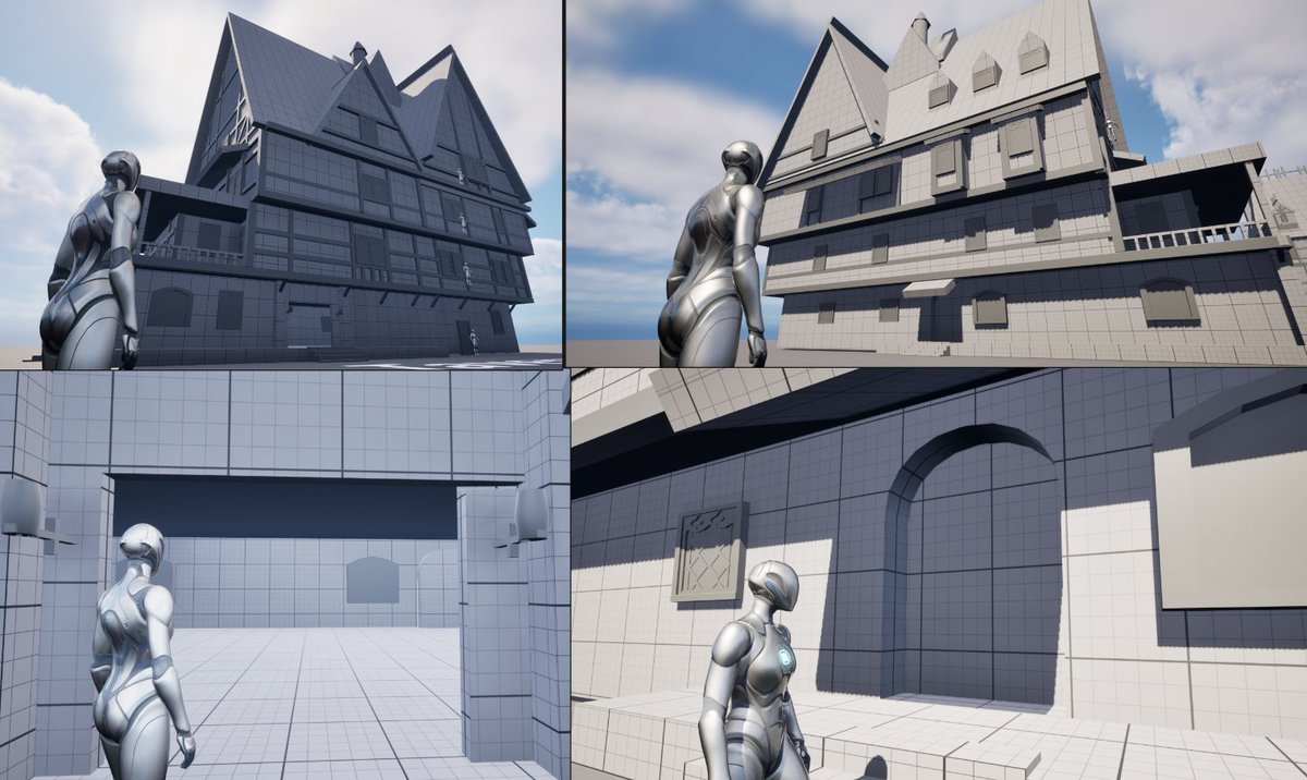 Katy_Mariee's tweet image. 🛠️ Week 01 | 3D Dev Update!
Been tweaking scale + measurements to make gameplay feel right — doorways, ledges, windows, doors, all getting refined. Still gotta fix the rest of the buildings in the blockout scene, but it’s coming together!
#GameDev #3DArt #Blockout #LevelDesign