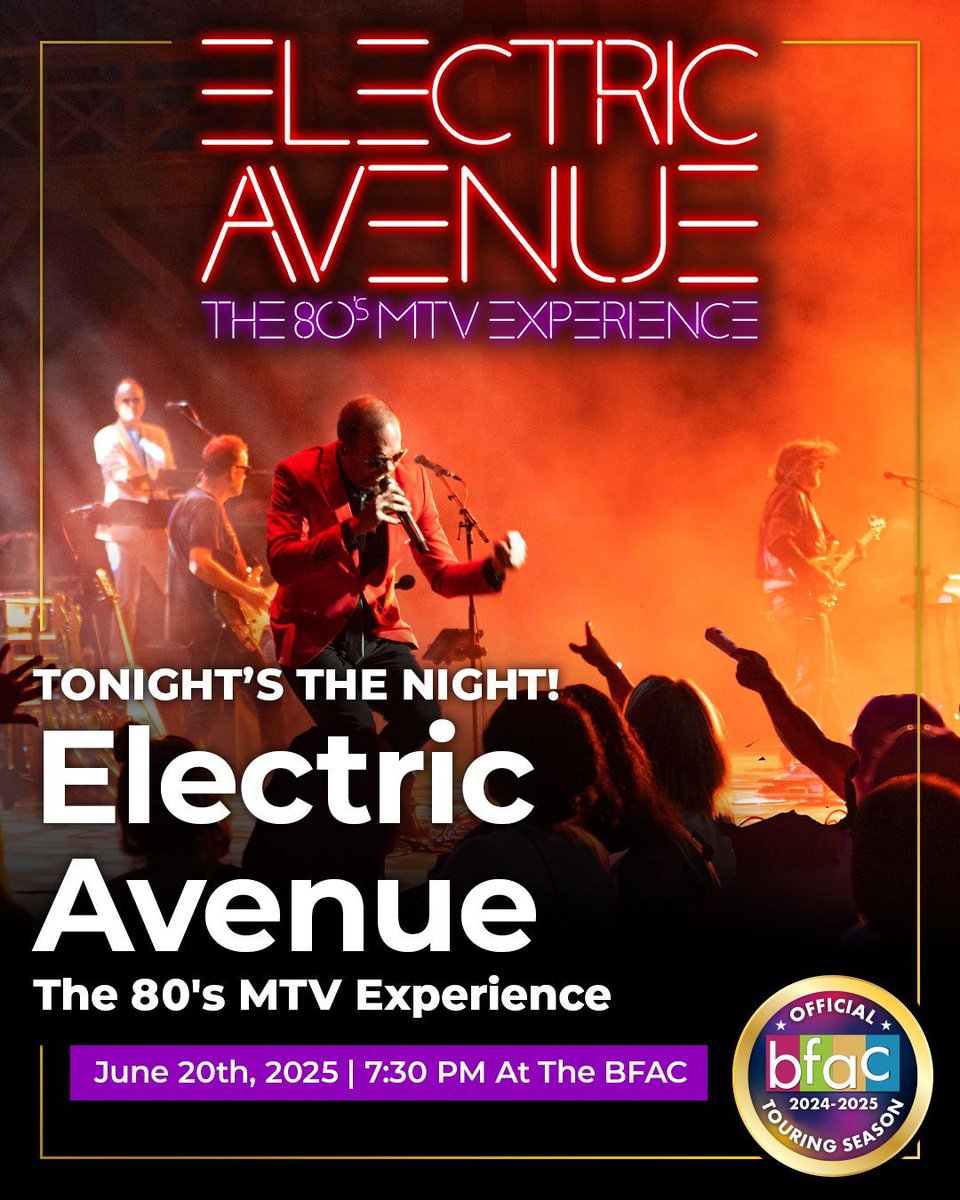 TONIGHT’S THE NIGHT! Get ready, Batavia — Electric Avenue: The 80’s MTV Experience hits the stage at 7:30 PM @the BFAC, and it’s gonna be radical. Grab your final tickets now: buff.ly/qOT9WL6
Let’s rewind time and make tonight unforgettable.
#ElectricAvenueLive