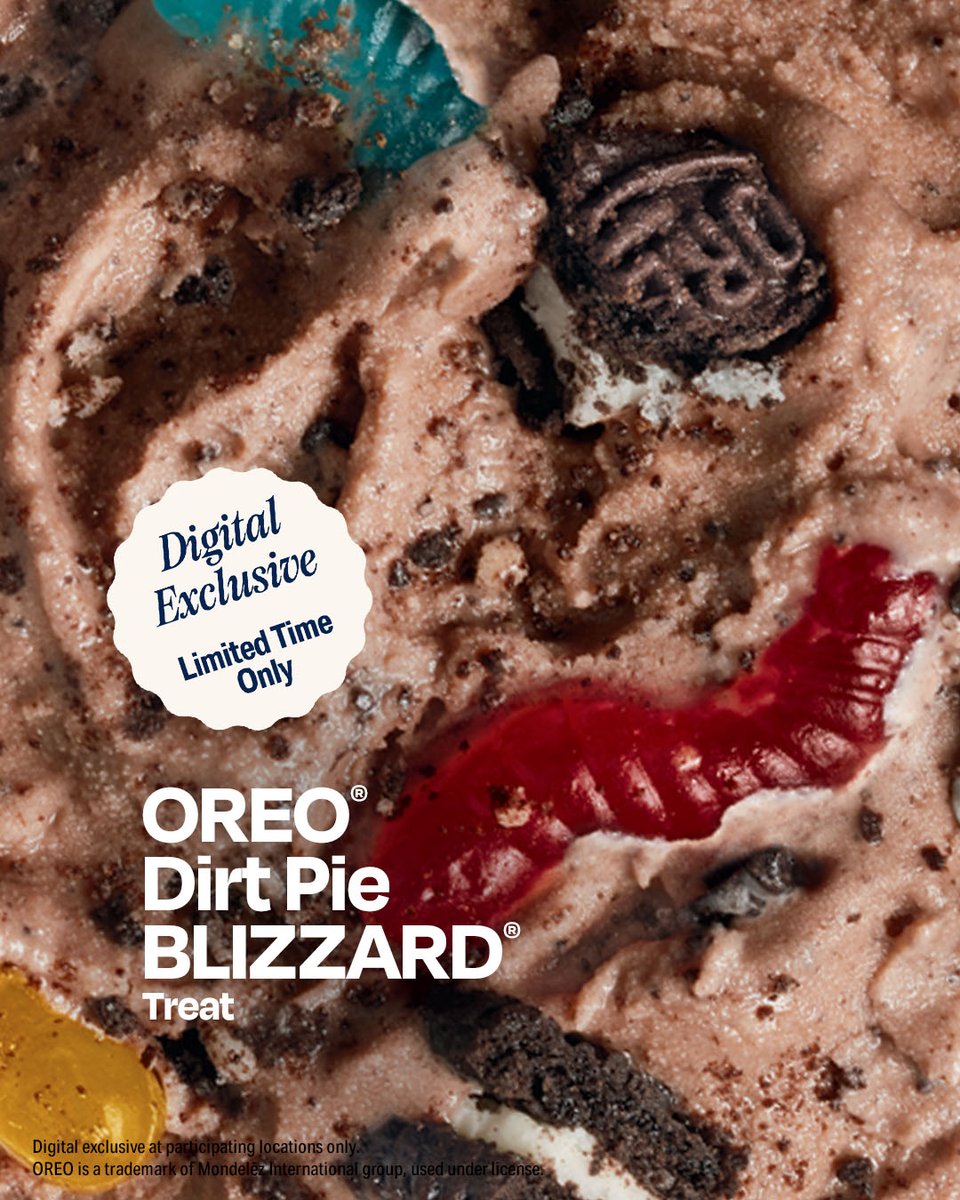 Only in the DQ App, the fan-fav OREO® Dirt Pie BLIZZARD Treat is BACK. It’s only here for a very limited time, so get yours while supplies last!