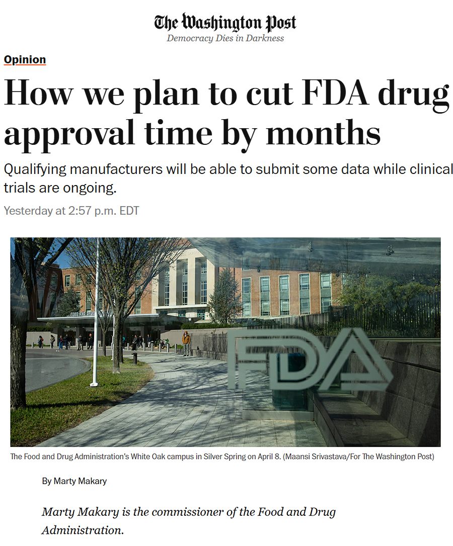 We’ve announced a new pilot program that can slash the FDA’s drug review time from 10 to 12 months to just 1-2 months. The new Commissioner National Priority Voucher program is designed to bring more cures and meaningful treatments to the American public.

For more than a