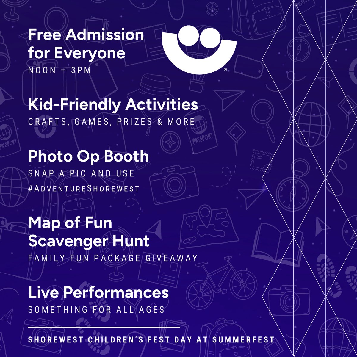 Today is the day; come join the adventure! Shorewest Children’s Fest Day is happening today from noon until 3 with free admission for ALL courtesy of Shorewest! Don’t miss out on a day filled with games, prizes, photo ops, food deals and more, all in a family friendly atmosphere.