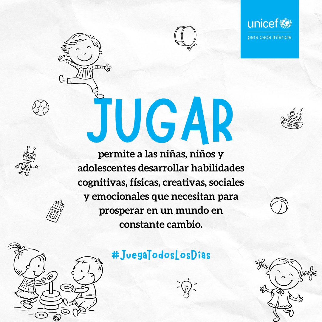 El juego ofrece oportunidades de aprendizaje y fortalece vínculos con los demás, especialmente con los cuidadores de los niños, niñas y adolescentes. El juego también reconforta y tranquiliza, sobre todo en situaciones estresantes o experiencias negativas.

#JuegaTodosLosDías