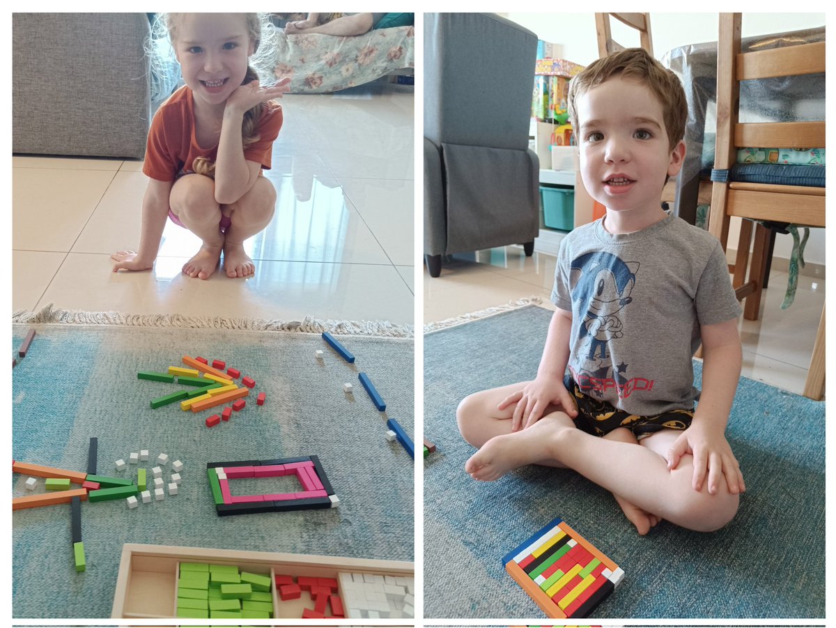 Day 2 with the rods.
This is what my 5 and 4-year old made.
Trying to keep sane at day 7 of this war.