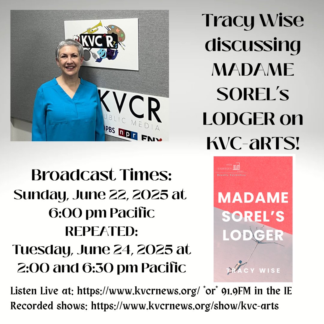 TypeEighteenBks's tweet image. This Sunday, have a listen to author Tracy Wise on @KVCRPublicMedia at 6:00 p.m. Busy on Sunday? Then listen on Tuesday. Tracy will discuss Madame Sorel's Lodger, the influence of Van Gogh, and other writerly things!
kvcrnews.org
#interview #npr #books #writing