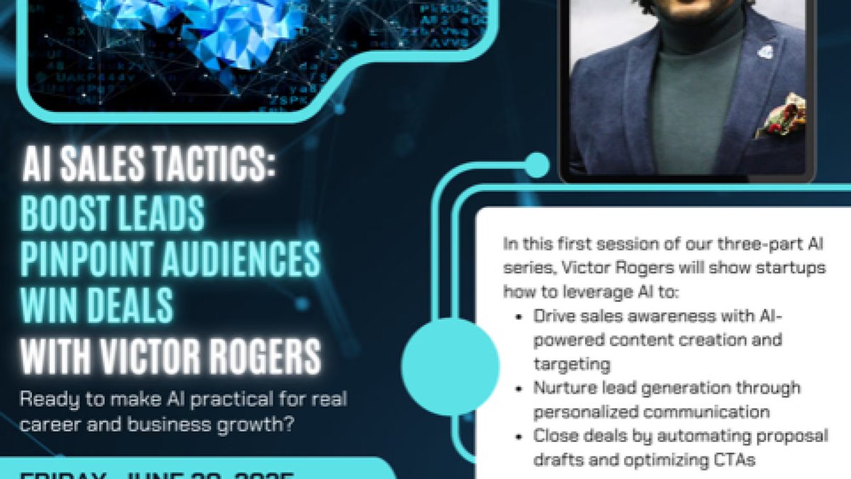 #smallbusiness #mentoring #workshop #SCORE-Richmond

Attend the following FREE live in-person event
AI Sales Tactics

Date &amp; Time: June 20, 2025, 2:00pm EDT
Location:
Innovation Center
1717 East Cary St
Richmond, VA 23223

Register now

bit.ly/3G5M4Tb