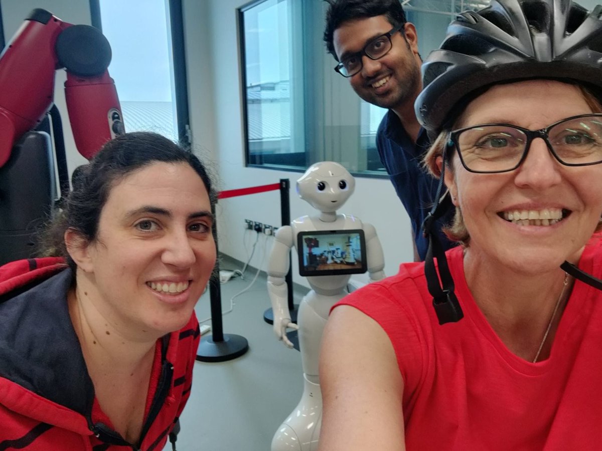 UHertsResearch's tweet image. 🤖 Innovation meets community! Leisha visited Pepper the robot in the Spectra building, then pedalled to WGC for coffee with Hertfordshire Care Providers Association.
Thanks to everyone who joined the ride - we’re proud to celebrate research in motion! 🚲
#Red4Research2025