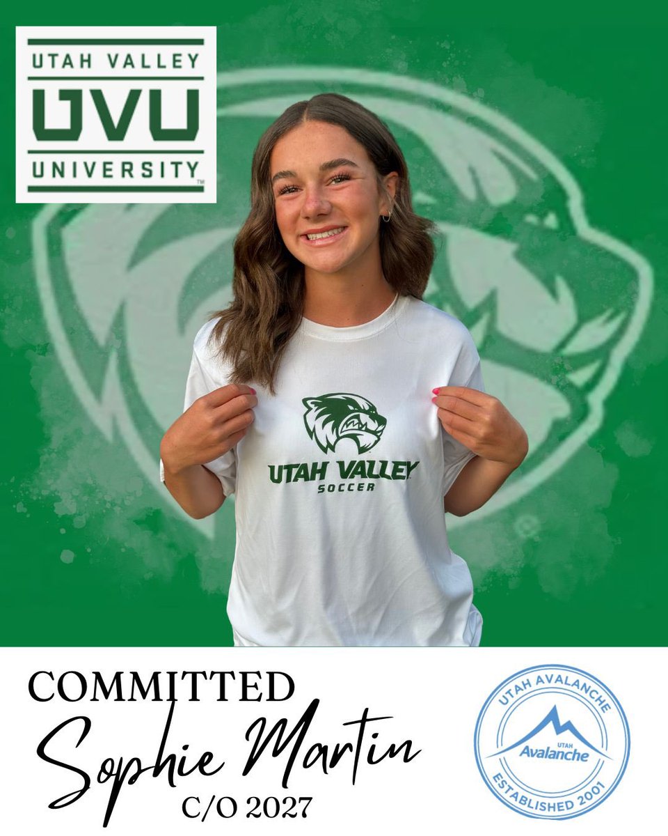 Avalanche U16 ECNL || 2009 || Class of 2027 / 2028 (@avalanche09ecnl) on Twitter photo Congrats to our teammate, Sophie, for committing to play college soccer at Utah Valley! We couldn’t be more proud and excited for you! <a href="/ImYouthSoccer/">ECNL/GA/Recruiting/College Soccer</a> <a href="/ImCollegeSoccer/">College Soccer Truth ™</a> Congrats to our teammate, Sophie, for committing to play college soccer at Utah Valley! We couldn’t be more proud and excited for you! <a href="/ImYouthSoccer/">ECNL/GA/Recruiting/College Soccer</a> <a href="/ImCollegeSoccer/">College Soccer Truth ™</a>