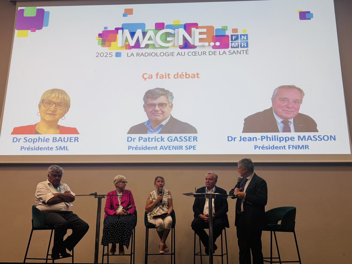 👏 IMAGINE 2025 se termine par un débat réunissant le Dr Sophie Bauer (SML Syndicat des Médecins Libéraux), le Dr Patricia Lefèbure (Fédération des Médecins de France), le Dr Patrick Gasser (Avenir Spé) et le Dr Jean-Philippe Masson (FNMR).